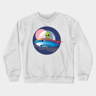 GREEN ALIEN IN UFO SPACE Crewneck Sweatshirt